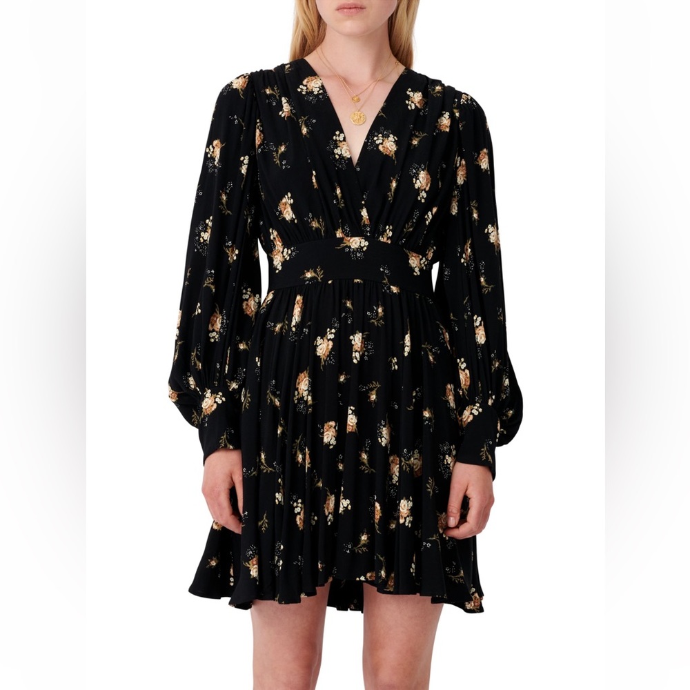 Maje Rasmus Printed Crêpe Skater Dress - Picture 1 of 3